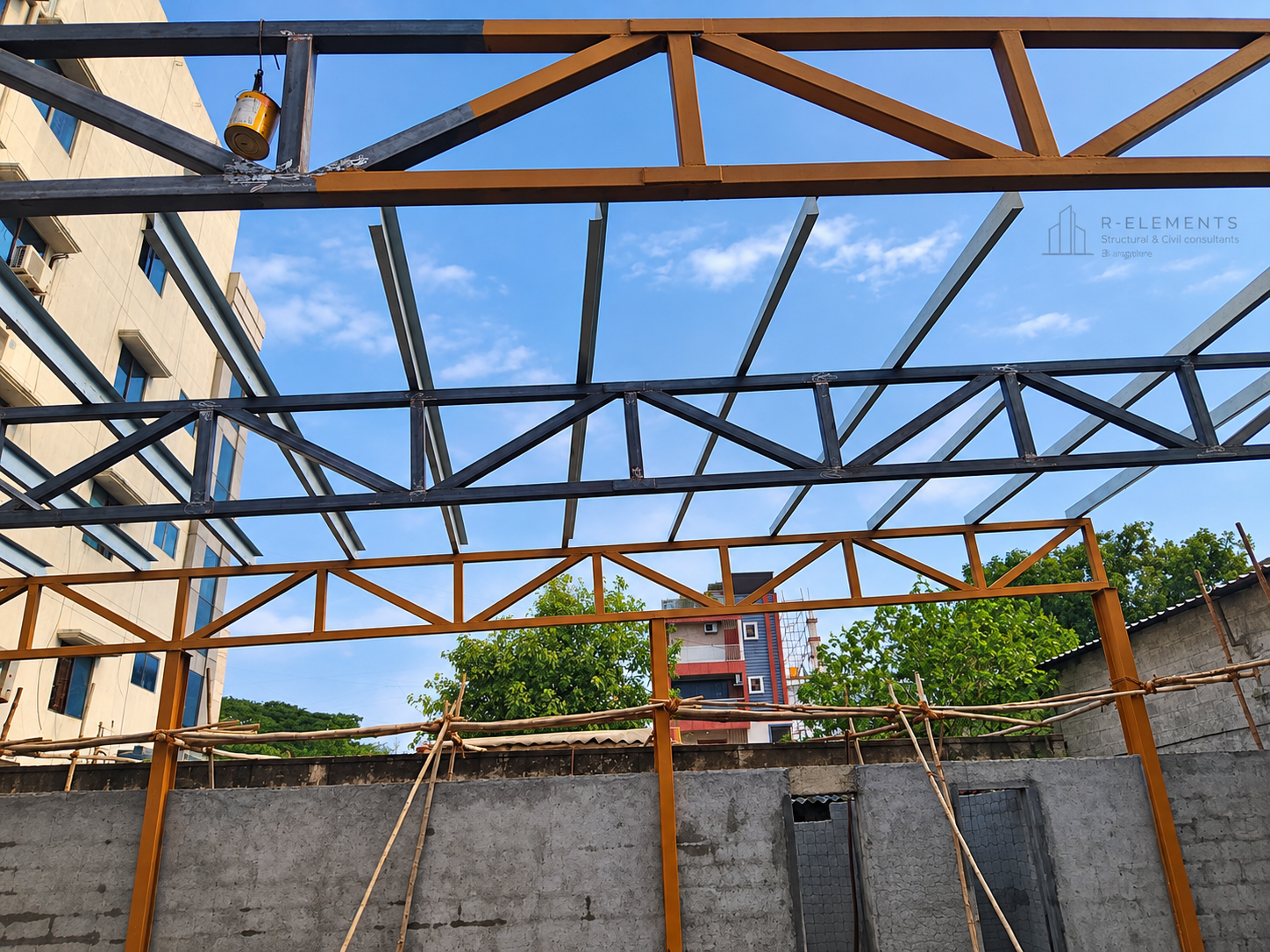 Fabrication works for an industrial shed